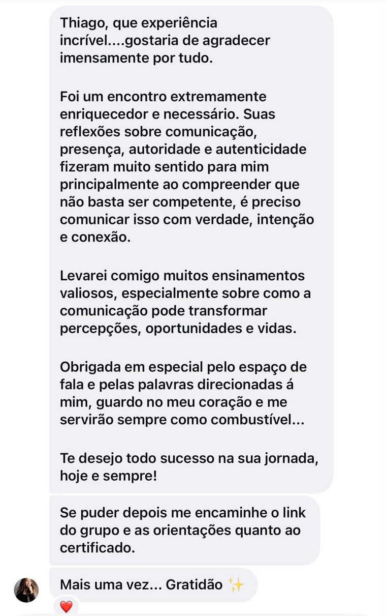 Depoimento de aluno